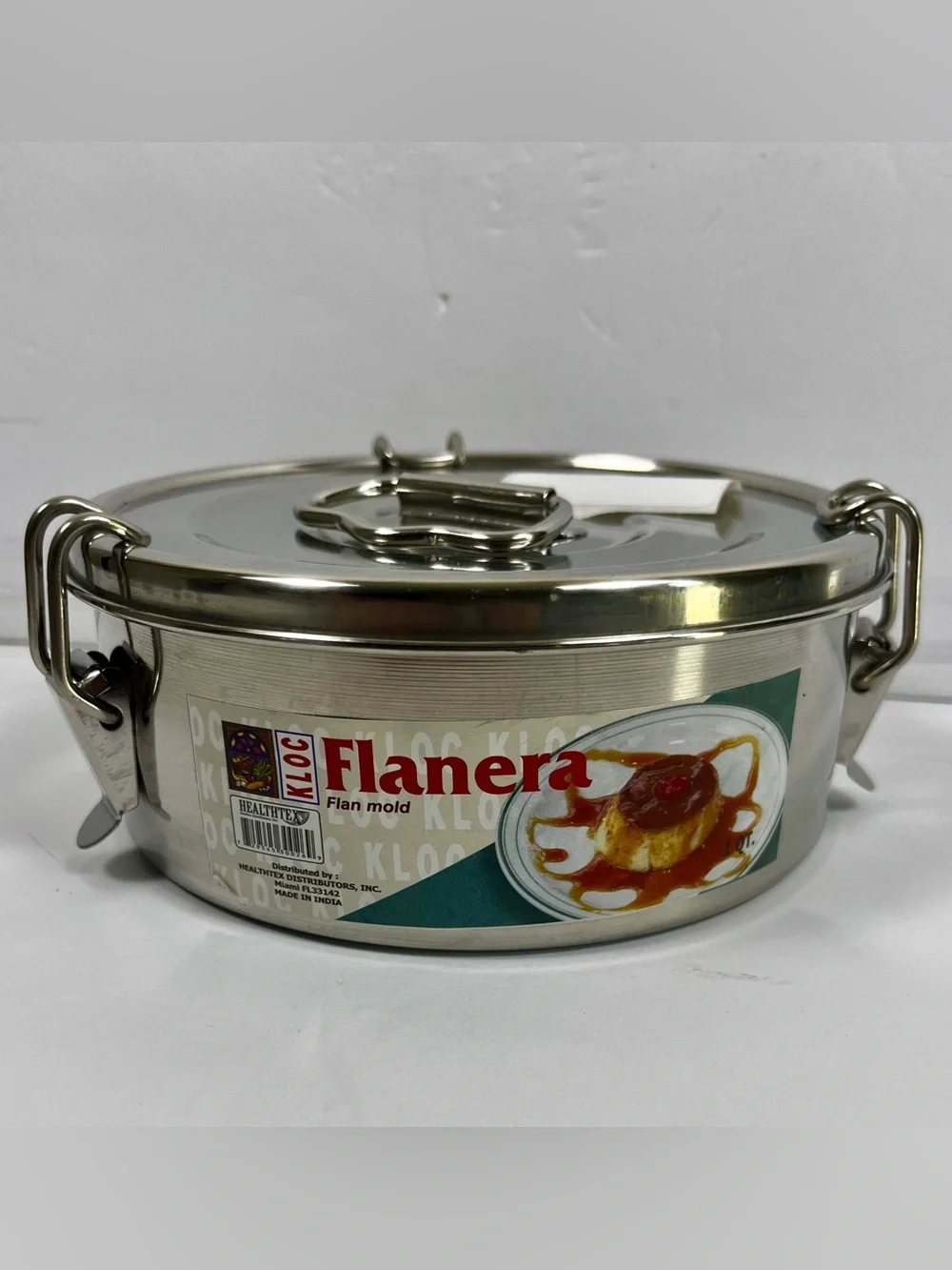 NWT KLOC Stainless Steel Flanera Flan Mold 1.5 Qt Baking Pan Maker with Locking